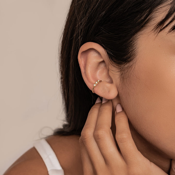Ear Cuff Triple Pierre Précieuse Argent Sterling