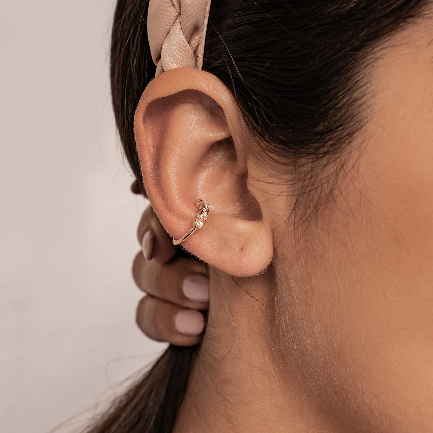 Dreifach-Zirkonia Ear Cuff – 925er Sterlingsilber