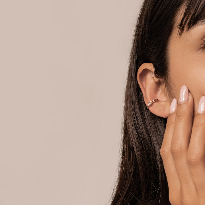Ear Cuff Triple Pierre Précieuse Argent Sterling