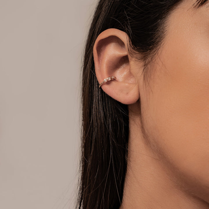 Ear Cuff Triple Pierre Précieuse Argent Sterling