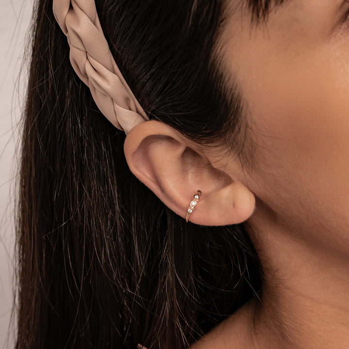 Ear Cuff Triple Pierre Précieuse Argent Sterling