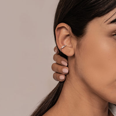 Dreifach-Zirkonia Ear Cuff – 925er Sterlingsilber