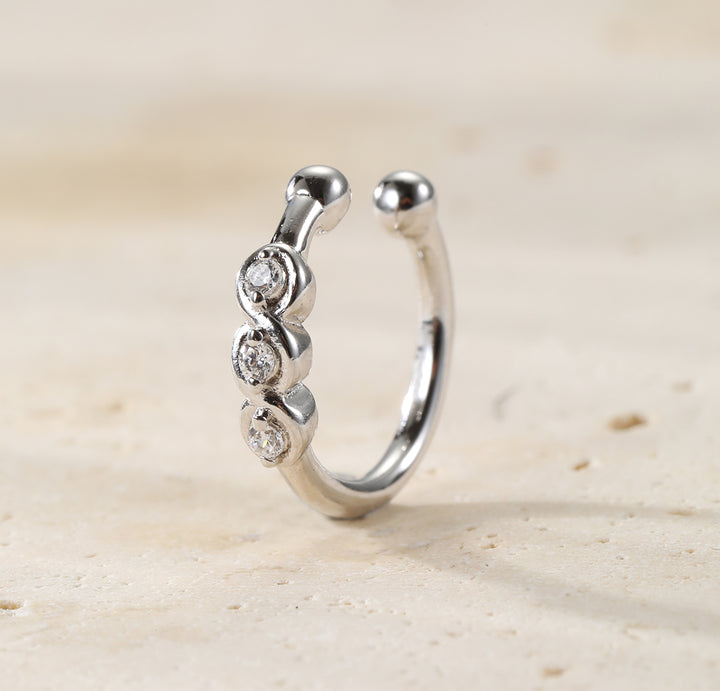 Ear Cuff Triple Pierre Précieuse Argent Sterling