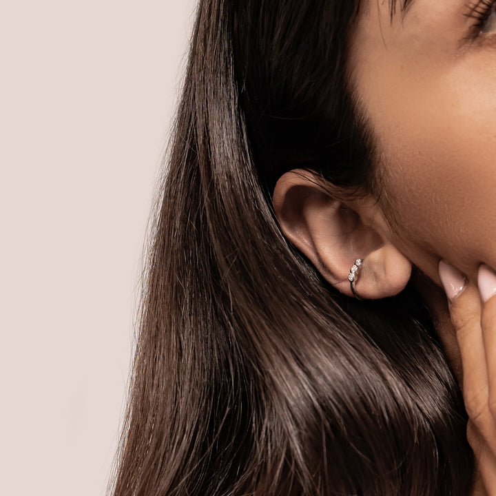 Ear Cuff Triple Pierre Précieuse Argent Sterling