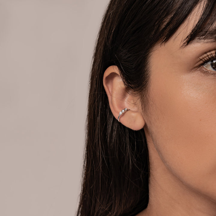 Ear Cuff Triple Pierre Précieuse Argent Sterling