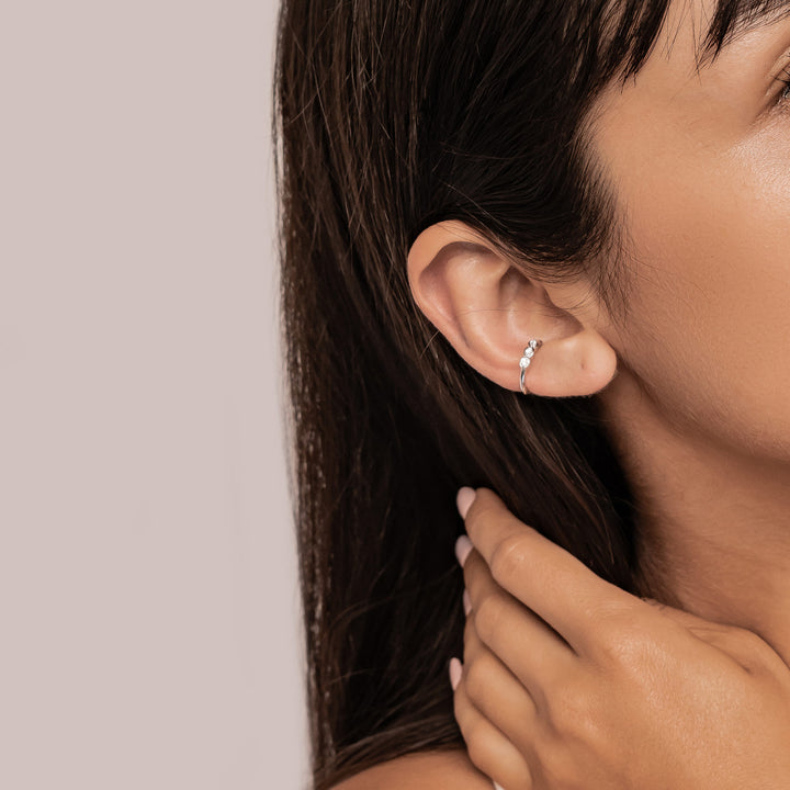 Ear Cuff Triple Pierre Précieuse Argent Sterling