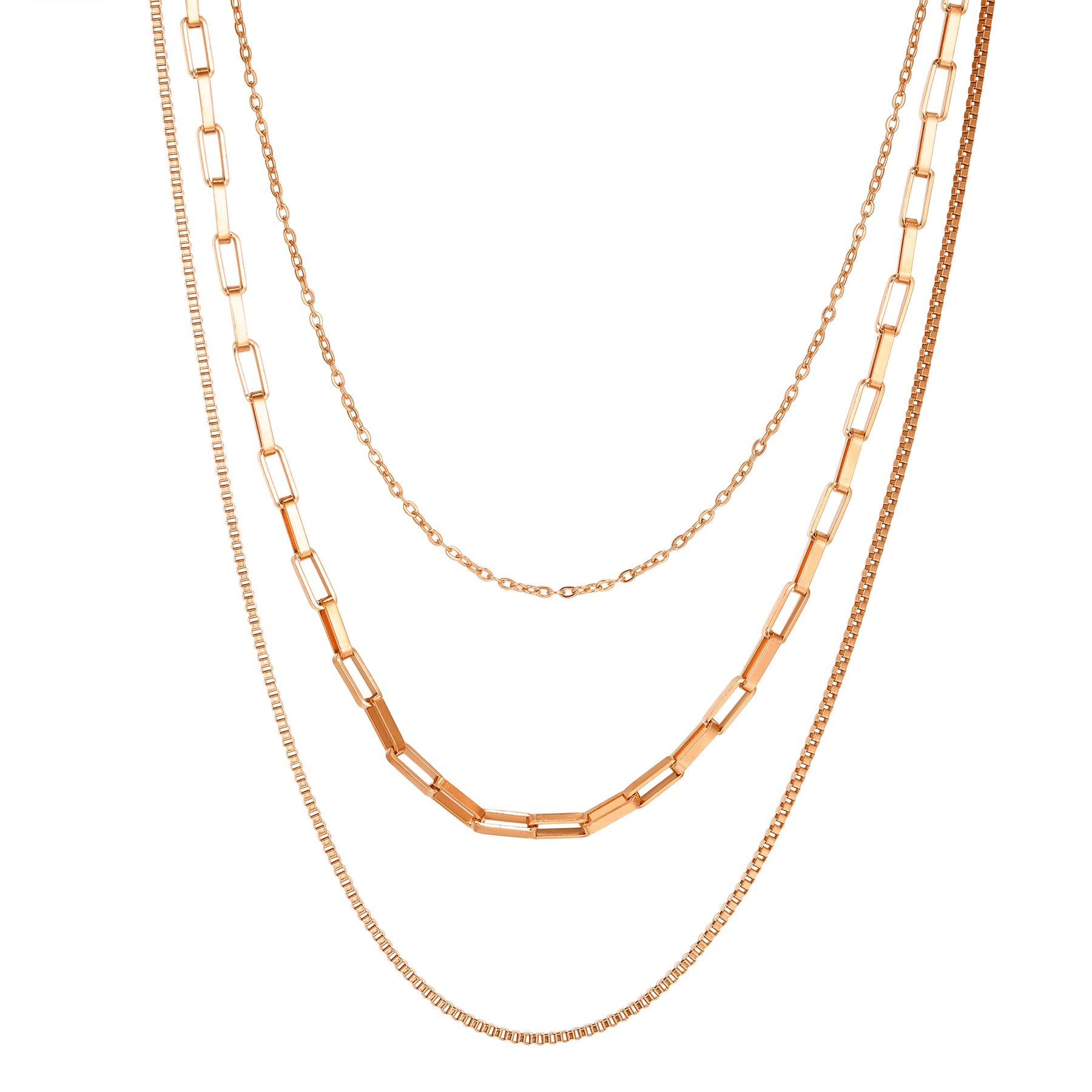 Triple Layer Geometric Chain Necklace Waterproof