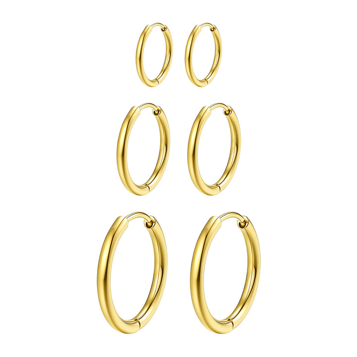 Set Pendientes Triple Aro Simples Waterproof