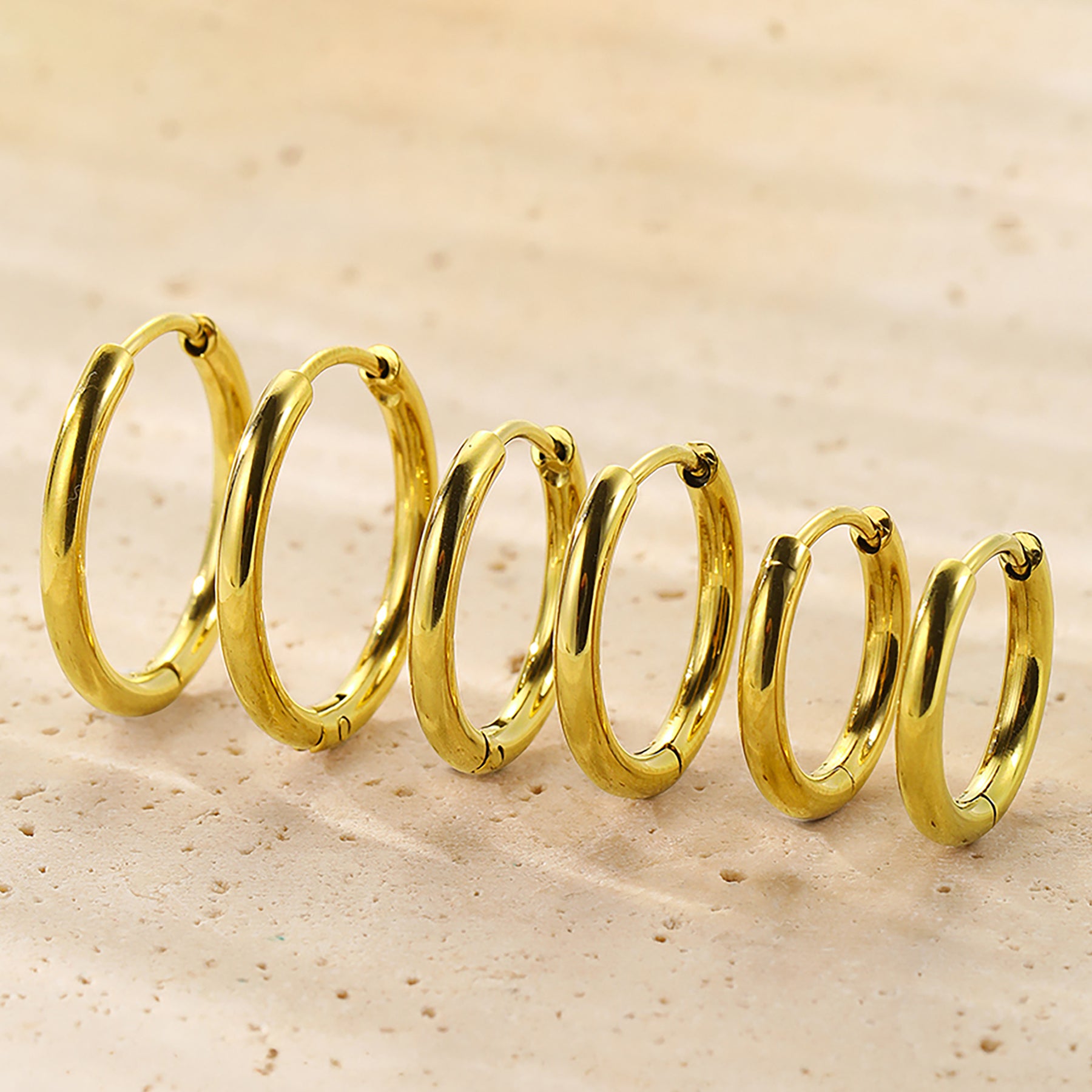 Triple Plain Hoop Earring Set Waterproof