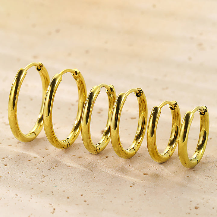Set Boucles d’Oreilles Triple Créoles Simples Waterproof