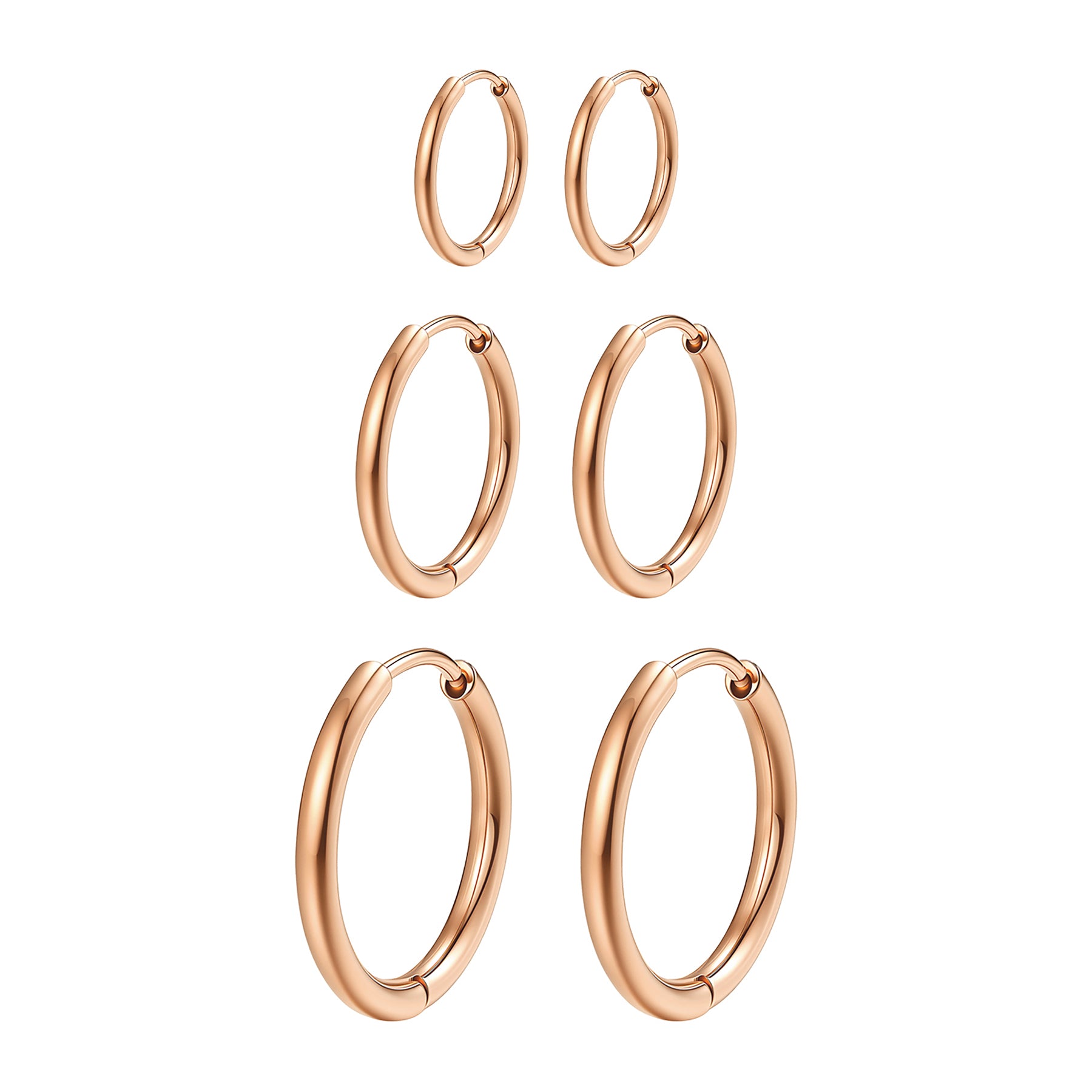 Triple Plain Hoop Earring Set Waterproof