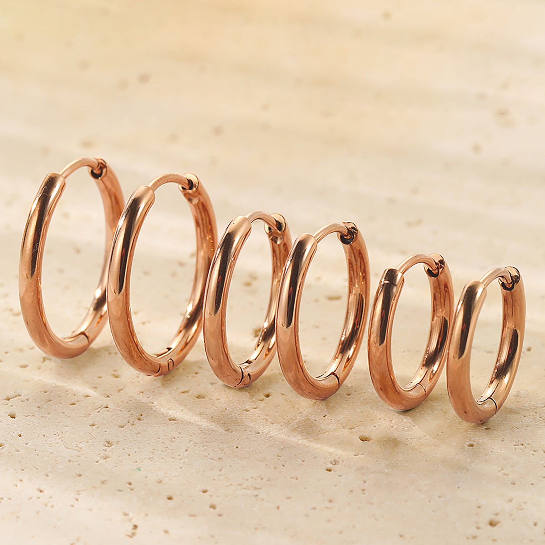 Triple Plain Hoop Earring Set Waterproof