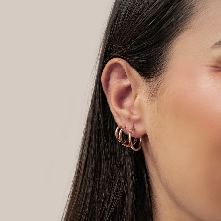 Set Boucles d’Oreilles Triple Créoles Simples Waterproof