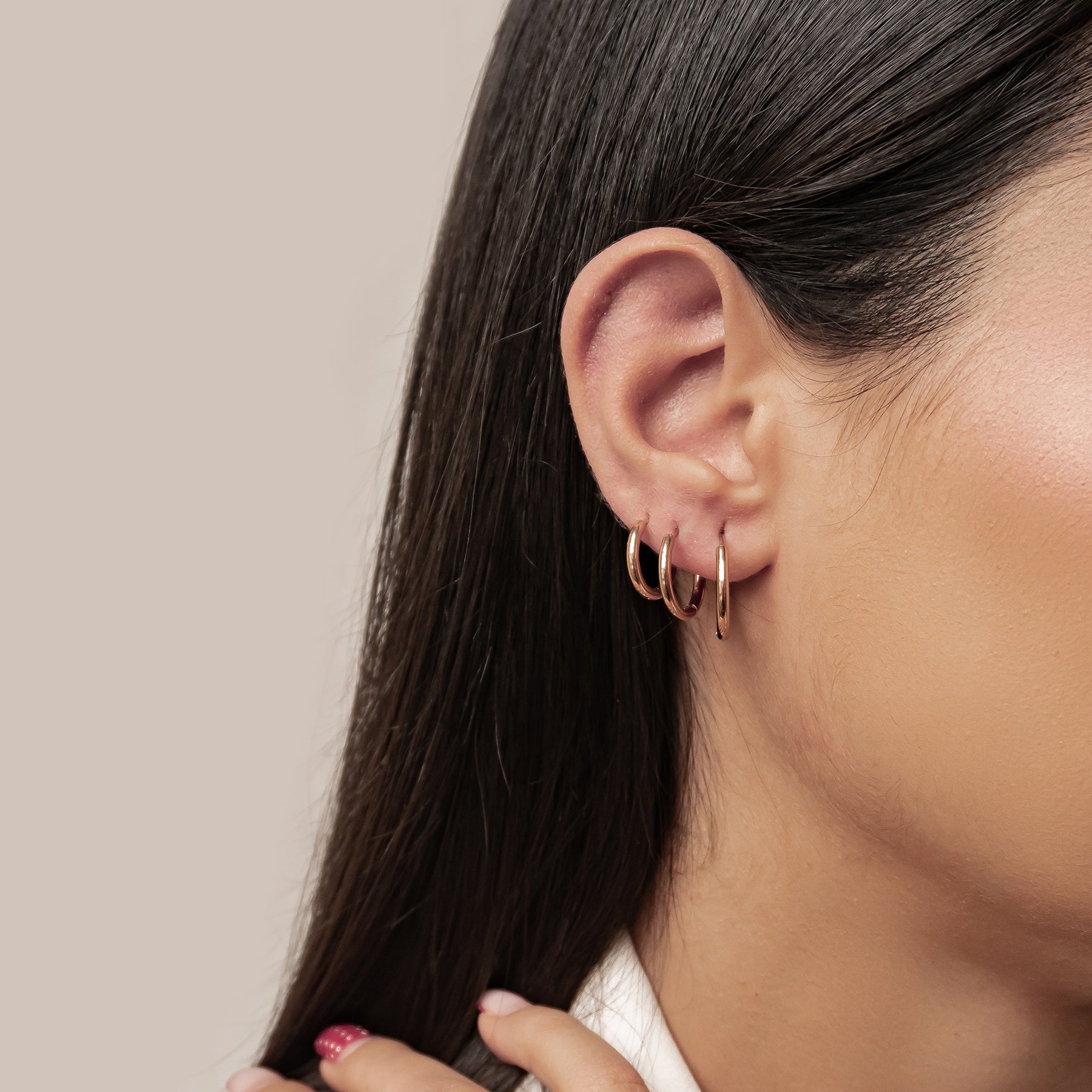 Triple Plain Hoop Earring Set Waterproof