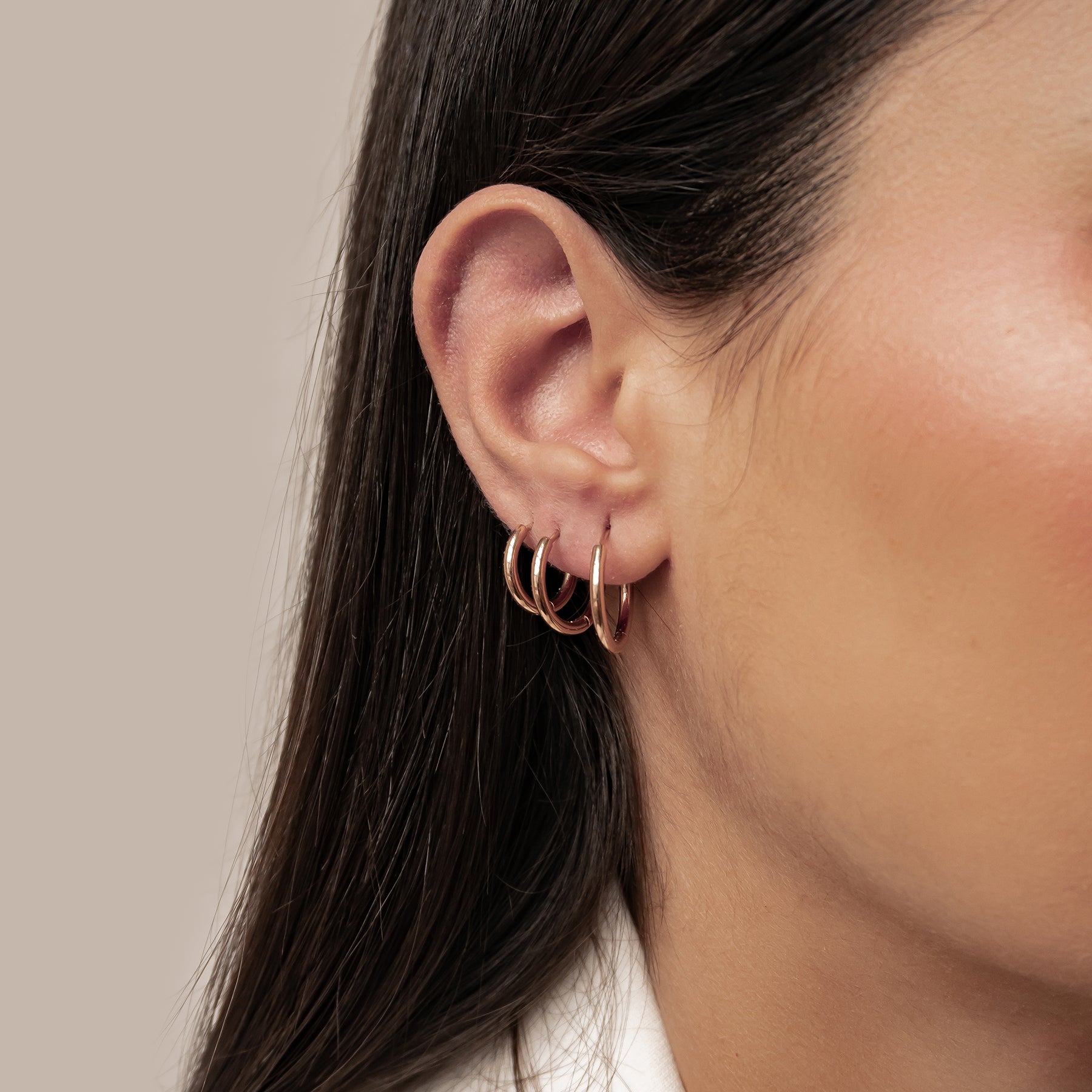 Triple Plain Hoop Earring Set Waterproof