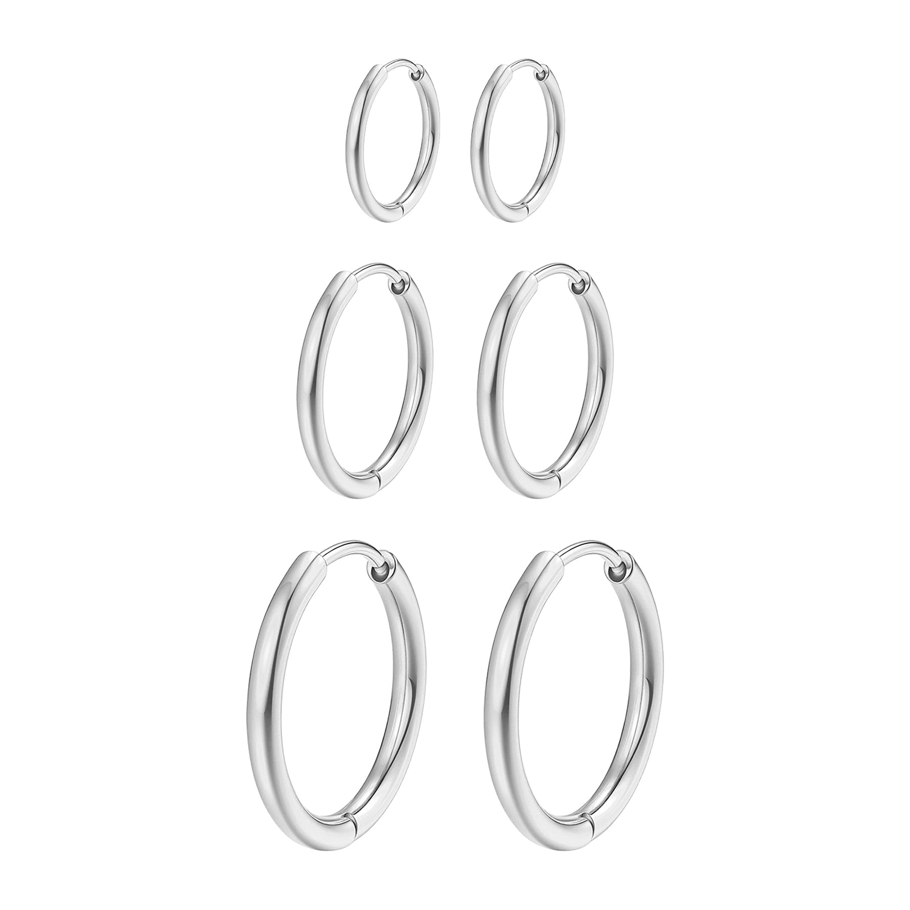 Triple Plain Hoop Earring Set Waterproof
