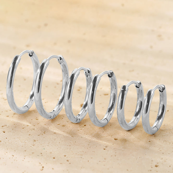 Set Boucles d’Oreilles Triple Créoles Simples Waterproof