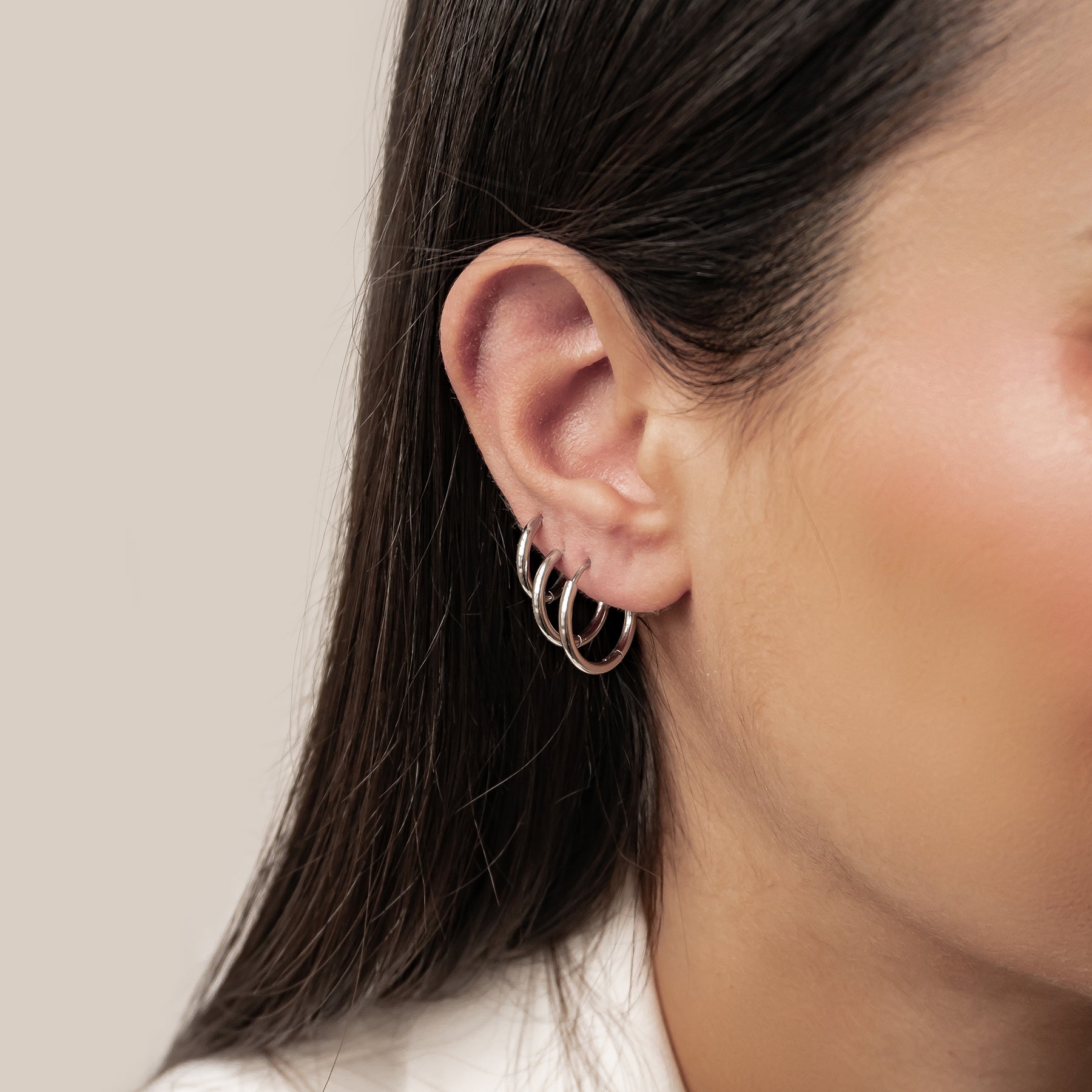 Triple Plain Hoop Earring Set Waterproof