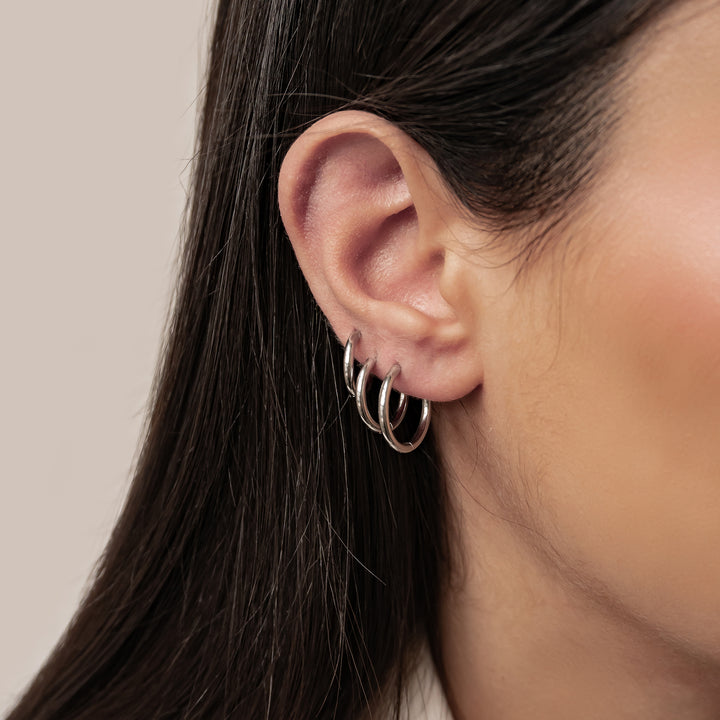 Set Boucles d’Oreilles Triple Créoles Simples Waterproof