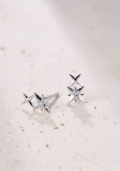 Twin Constellation Stud Earrings Sterling Silver