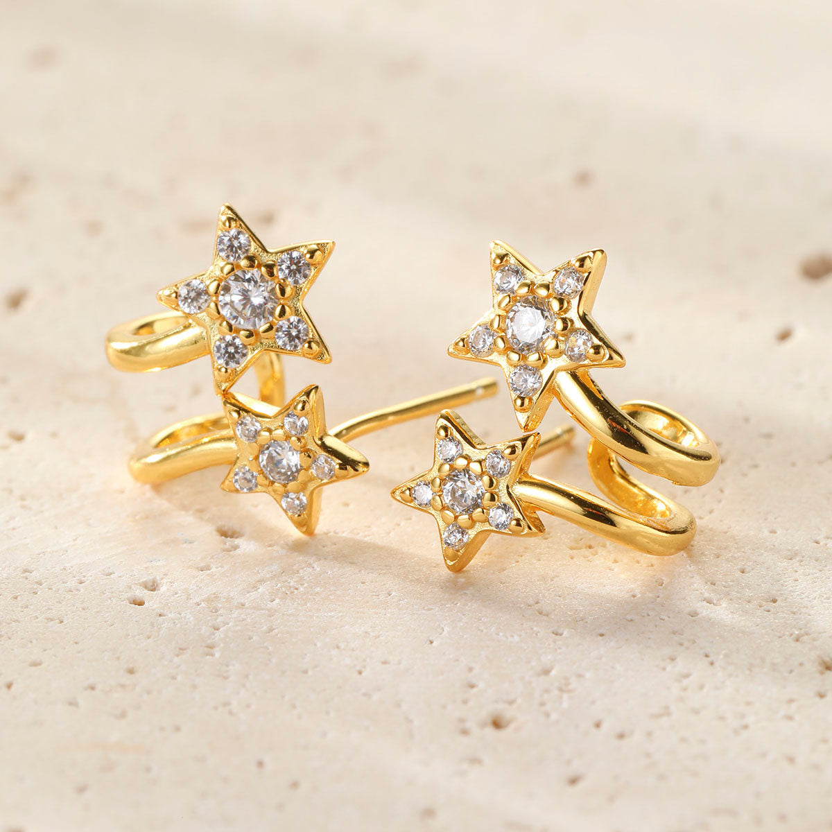 Zwillings-Sternschnuppen Huggie-Stud-Ohrringe Sterling Silber