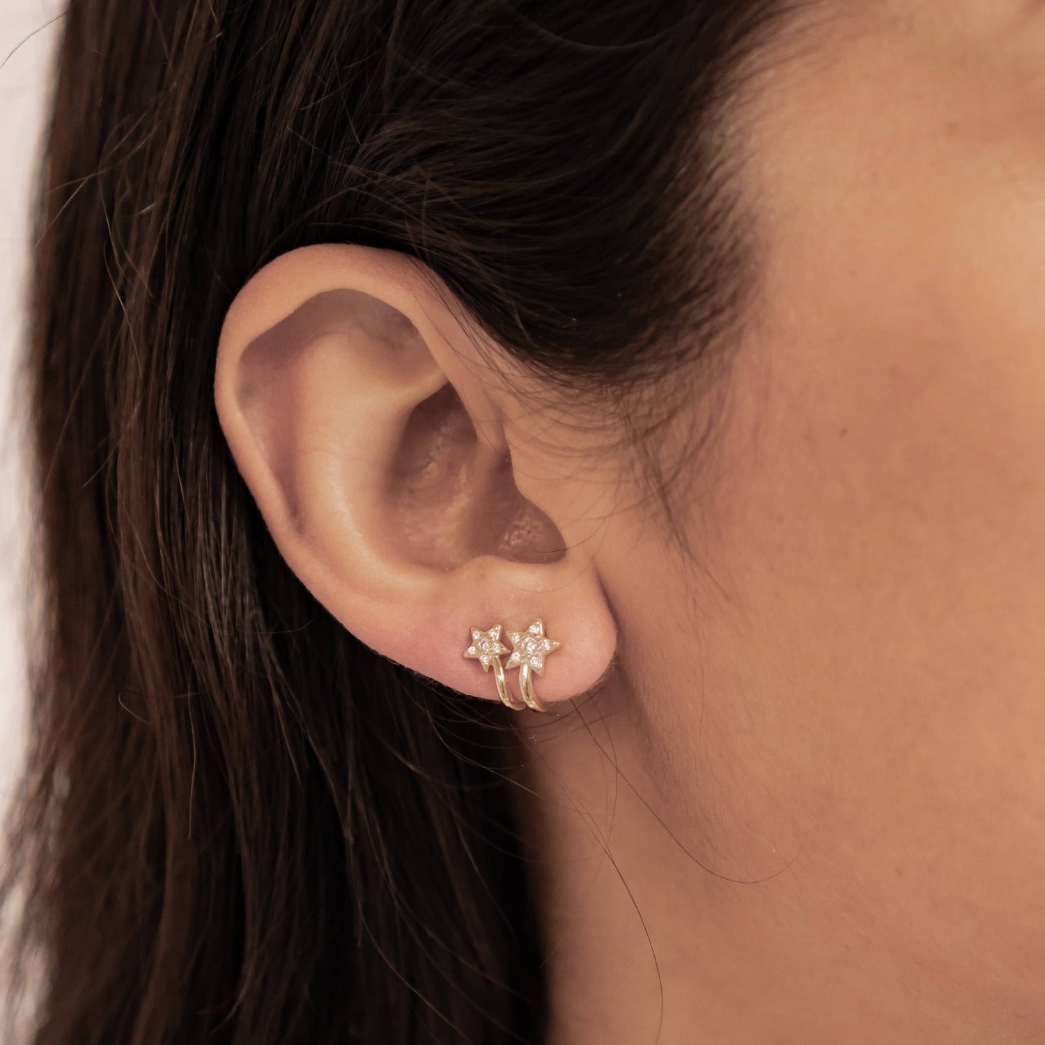 Zwillings-Sternschnuppen Huggie-Stud-Ohrringe Sterling Silber