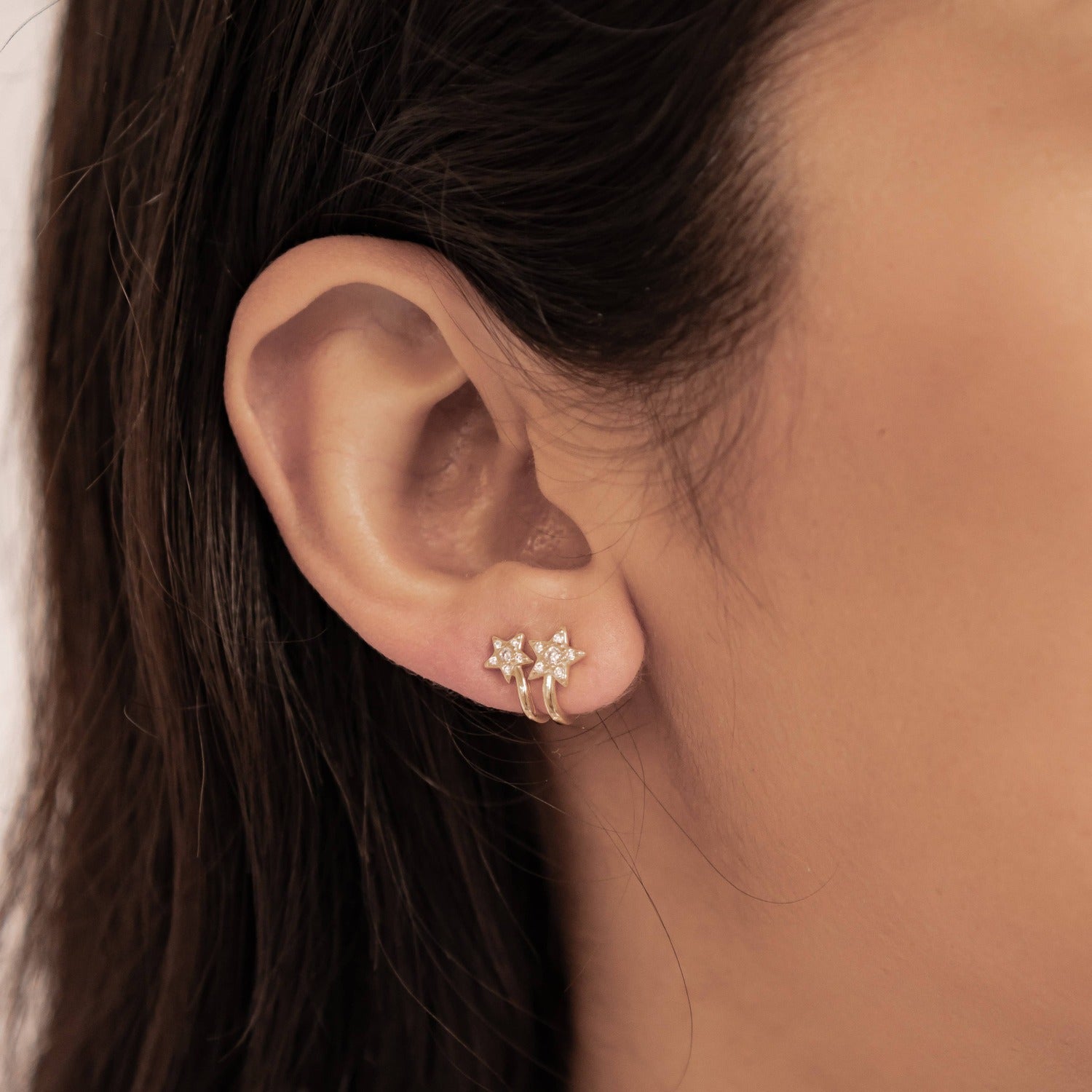 Zwillings-Sternschnuppen Huggie-Stud-Ohrringe Sterling Silber