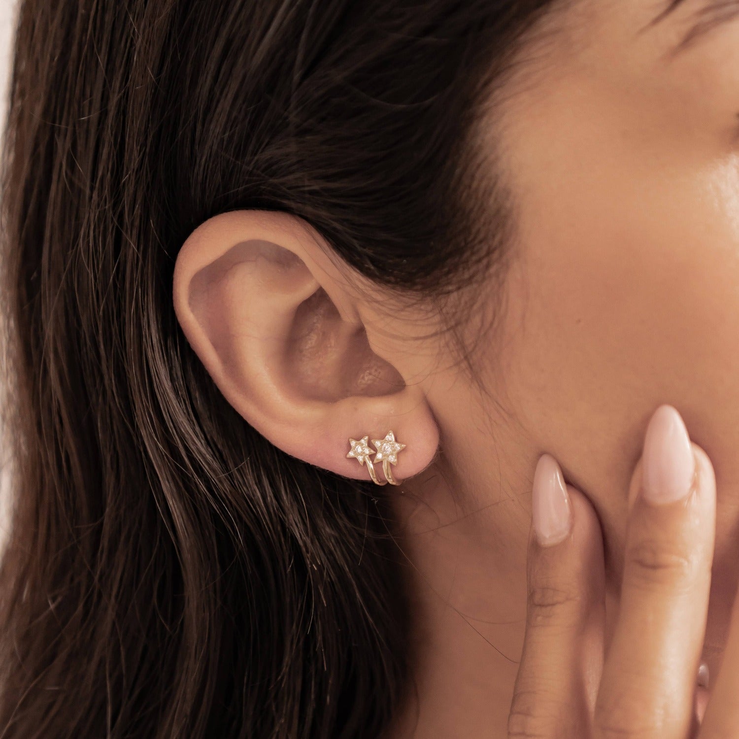 Zwillings-Sternschnuppen Huggie-Stud-Ohrringe Sterling Silber