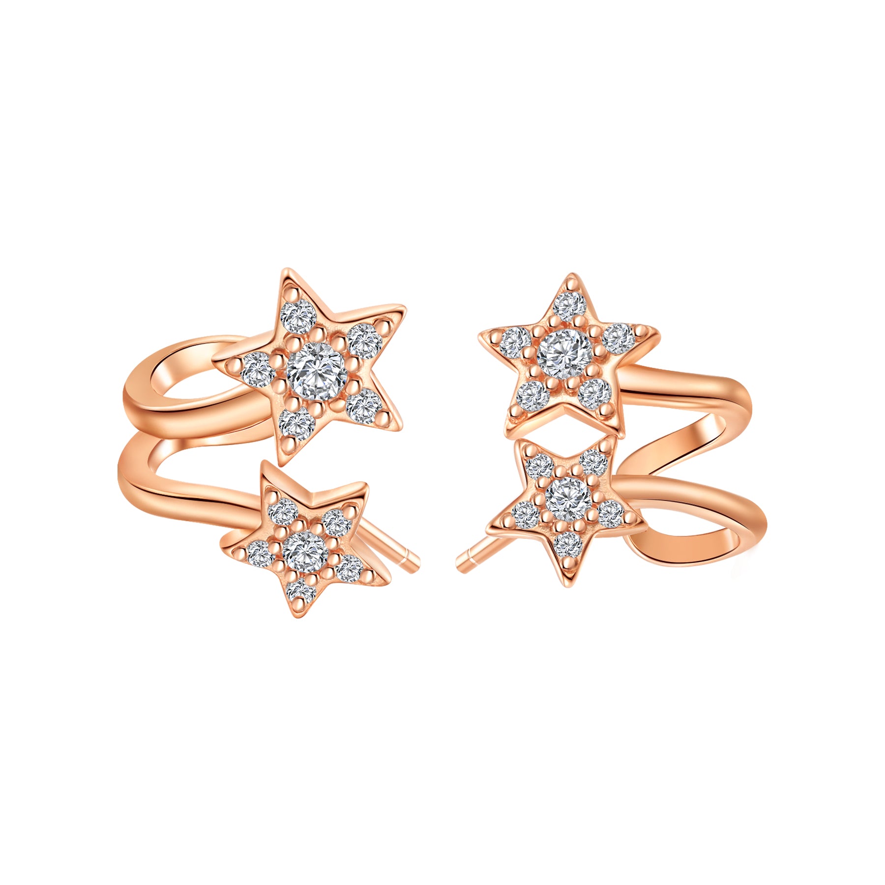 Zwillings-Sternschnuppen Huggie-Stud-Ohrringe Sterling Silber