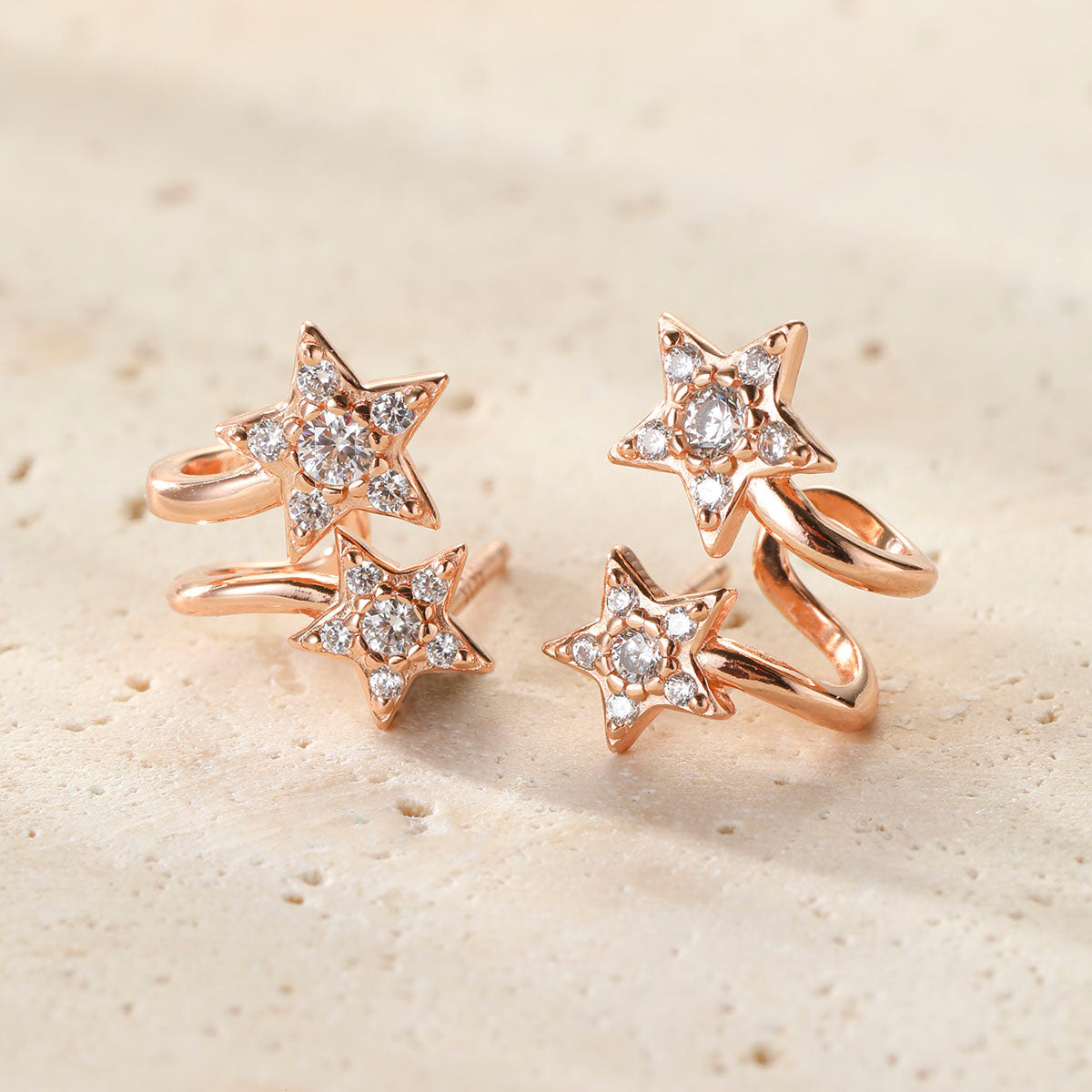 Zwillings-Sternschnuppen Huggie-Stud-Ohrringe Sterling Silber