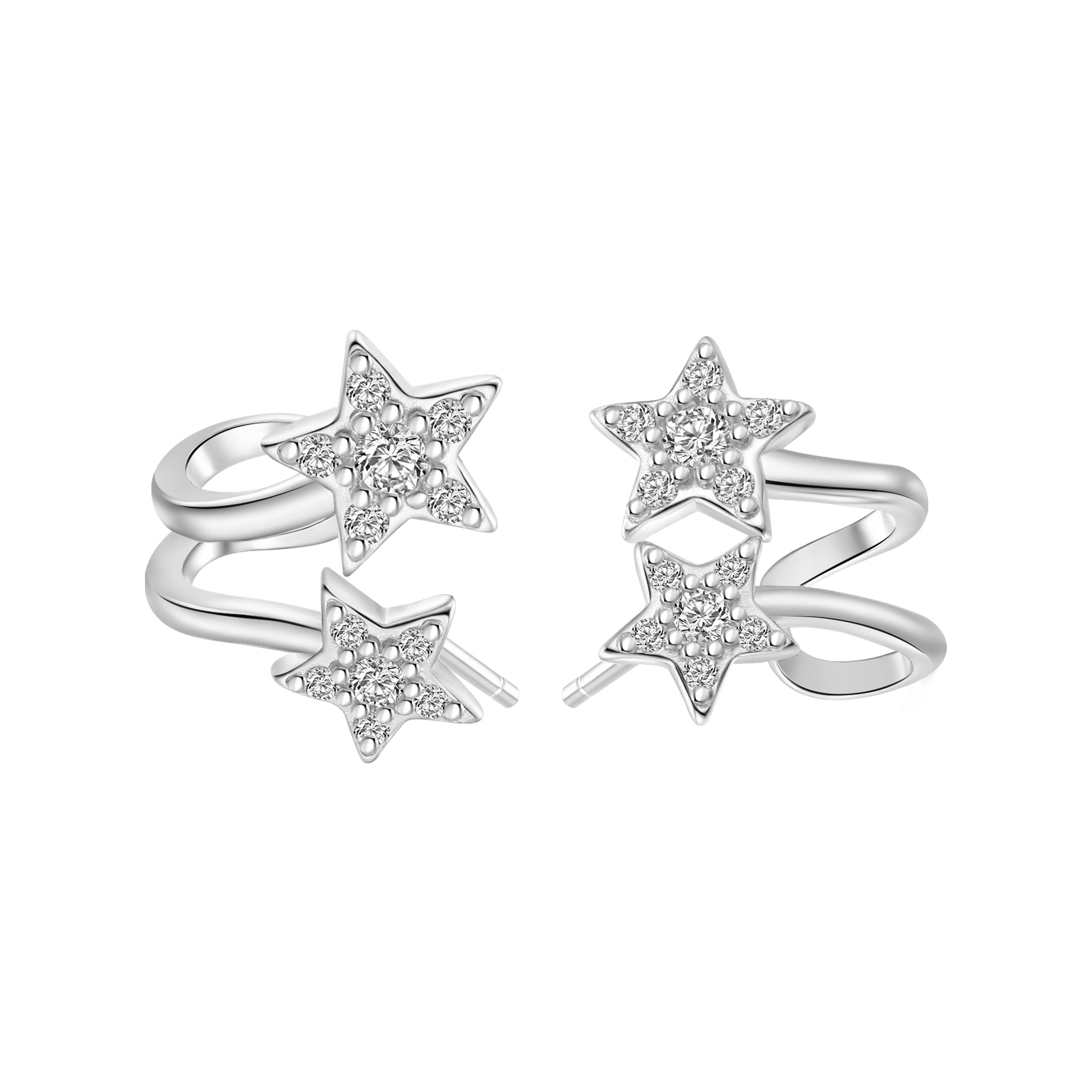 Zwillings-Sternschnuppen Huggie-Stud-Ohrringe Sterling Silber