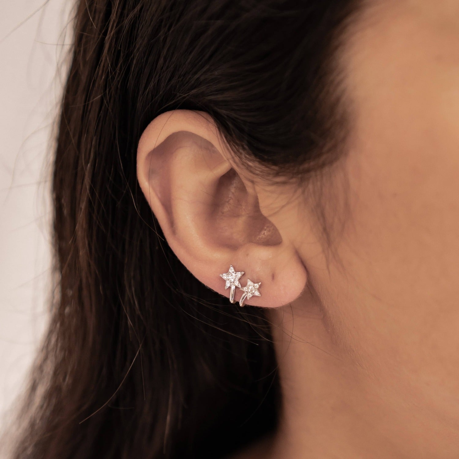 Zwillings-Sternschnuppen Huggie-Stud-Ohrringe Sterling Silber