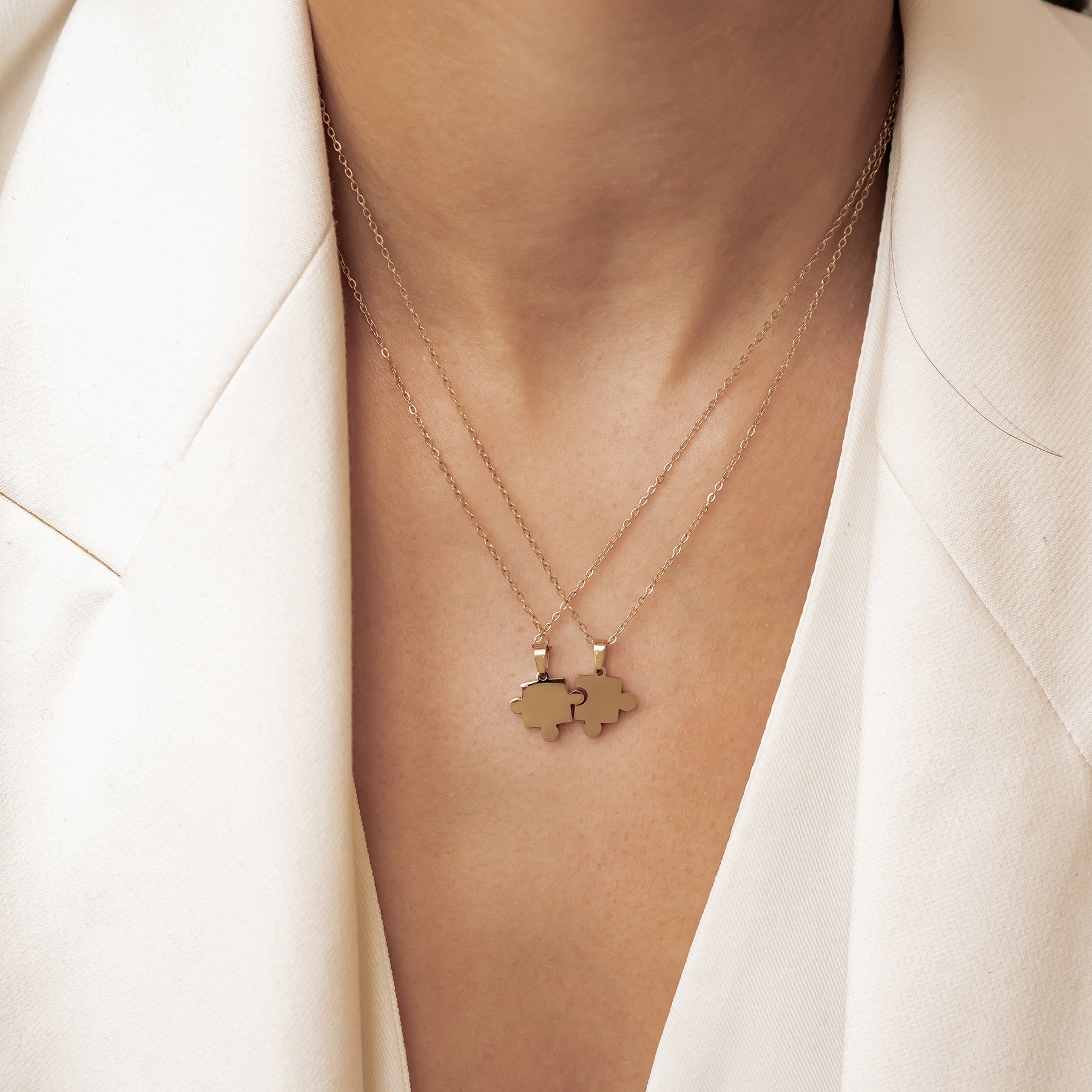 Twin Puzzle Necklace Set Waterproof