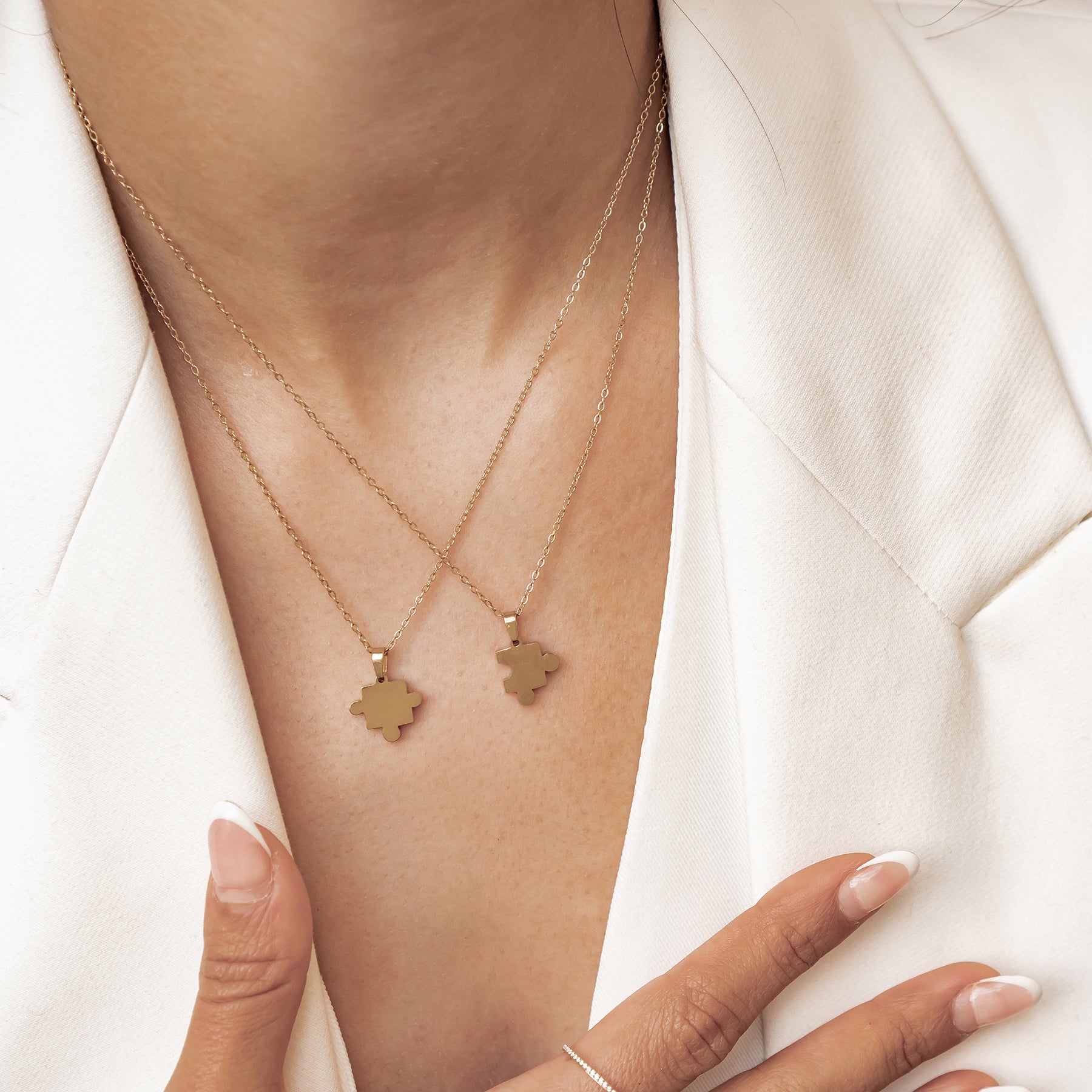 Twin Puzzle Necklace Set Waterproof