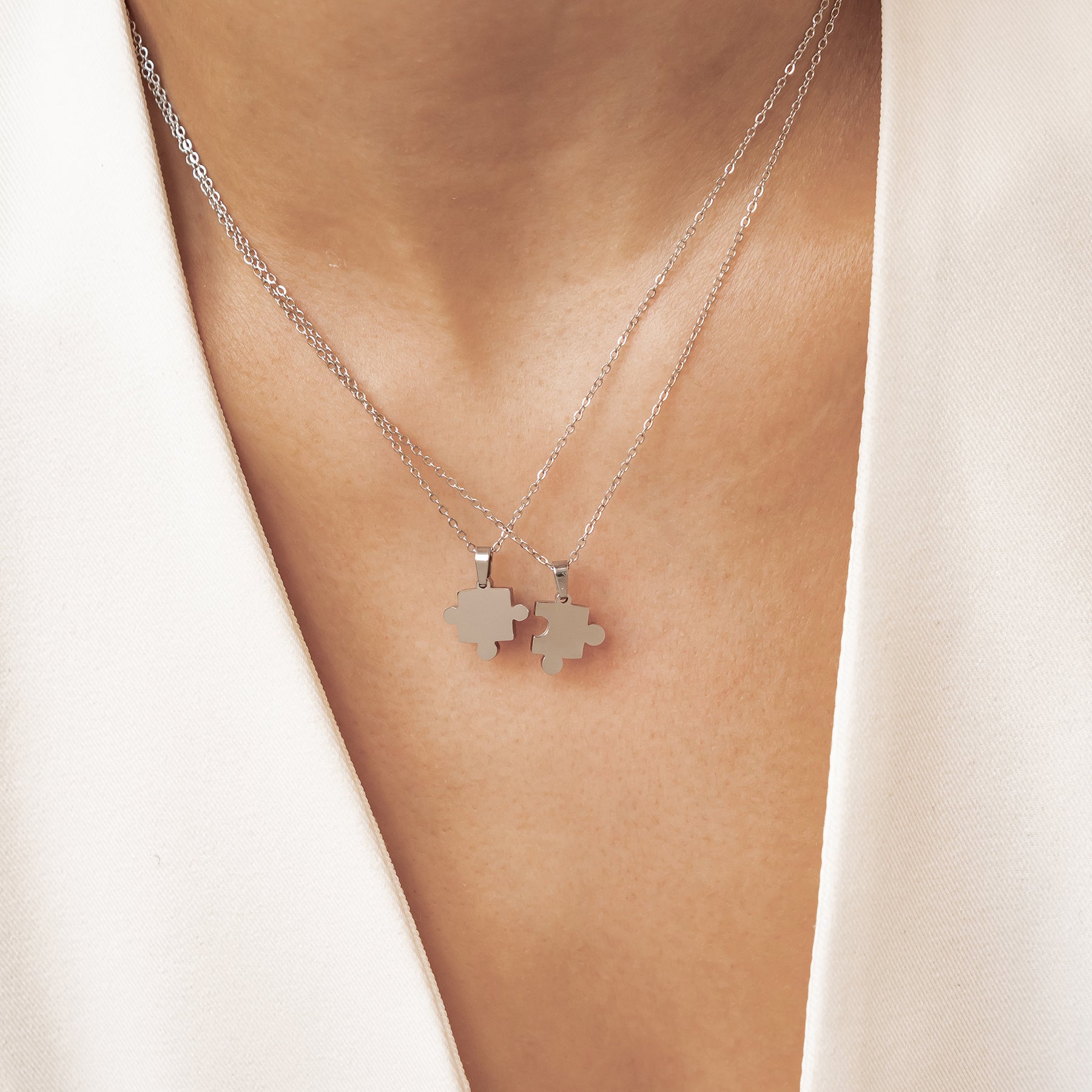 Twin Puzzle Necklace Set Waterproof