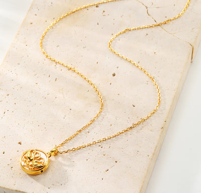 Collier Médaillon Cygnes Jumelés en Cœur Sterling Argent