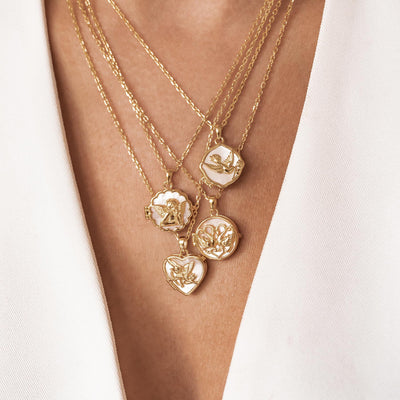 Collier Médaillon Cygnes Jumelés en Cœur Sterling Argent