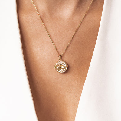 Collier Médaillon Cygnes Jumelés en Cœur Sterling Argent
