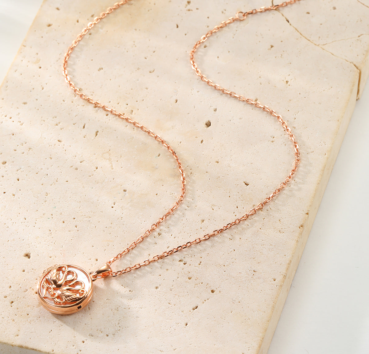 Zwillingsschwan Herz Medaillon Halskette 925 Sterling Silber