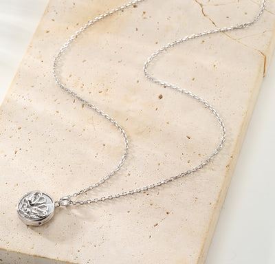 Collier Médaillon Cygnes Jumelés en Cœur Sterling Argent
