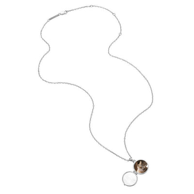 Twin Swan Heart Locket Necklace Sterling Silver