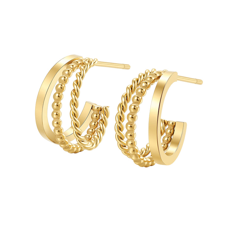 Twist & Bead Hoop Earrings Waterproof