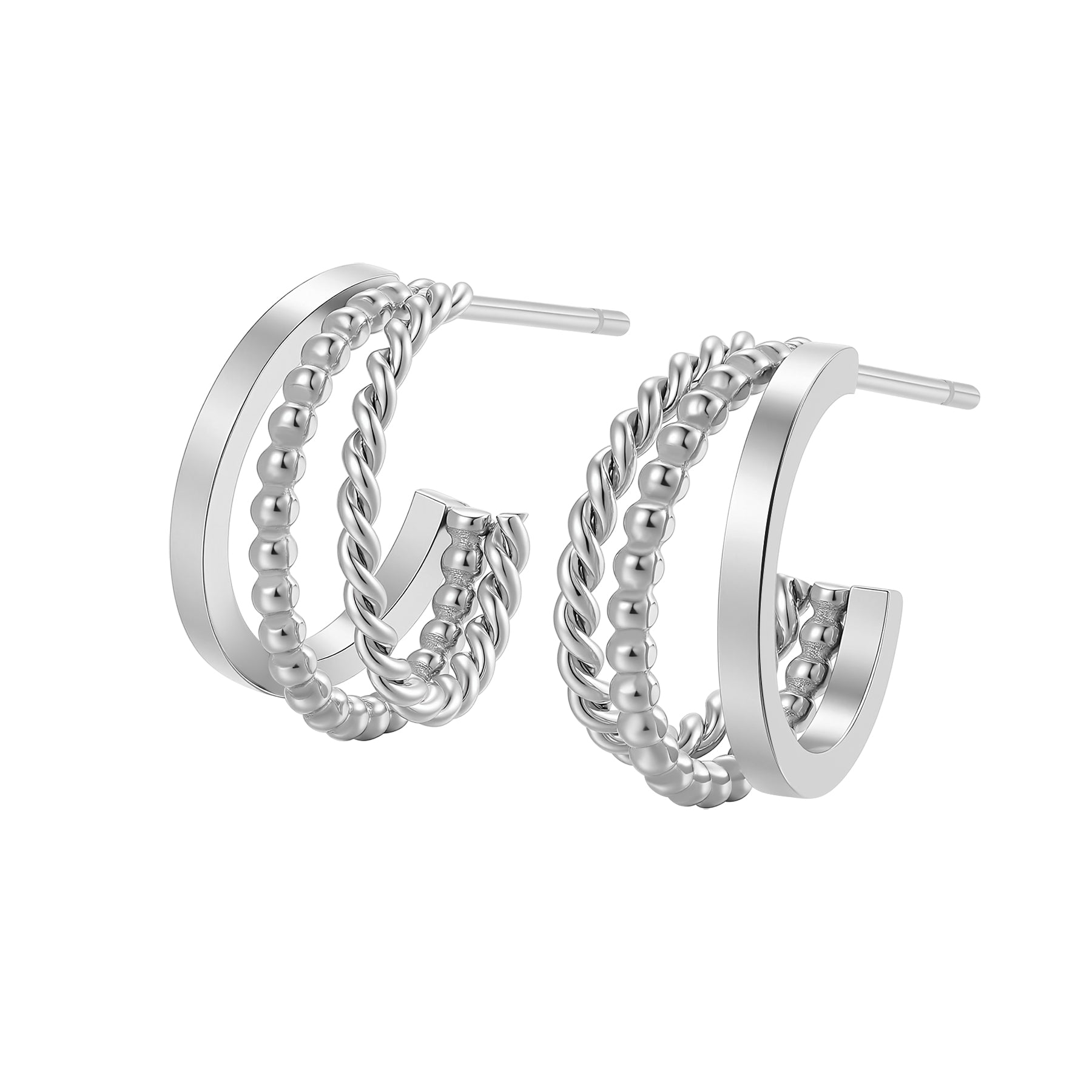 Twist & Bead Hoop Earrings Waterproof