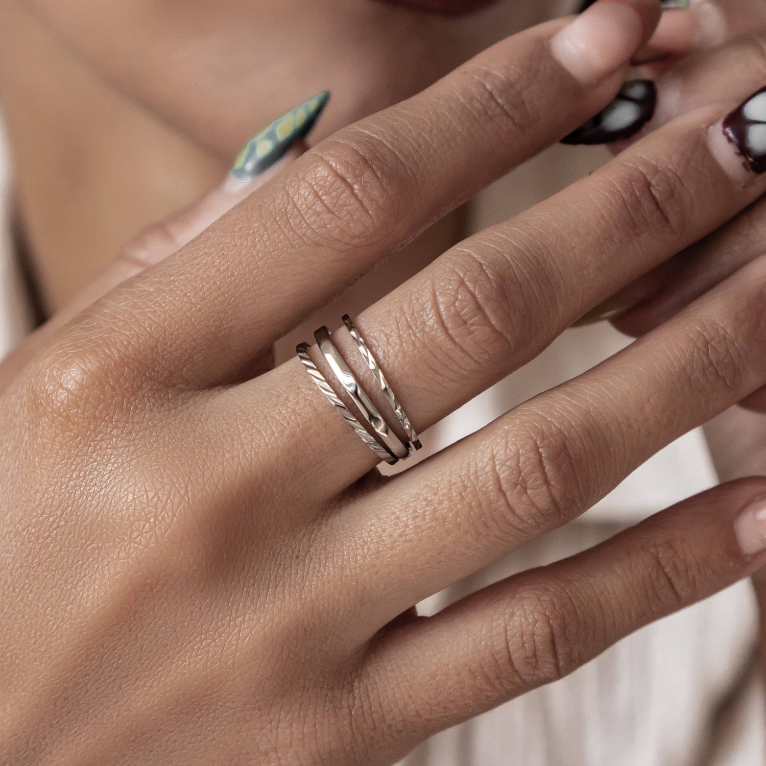 Twist Stack Ring aus Edelstahl