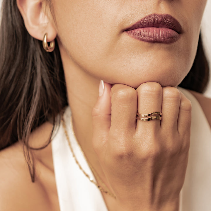 Bague Ouverte Ondulée Résistante à l’Eau