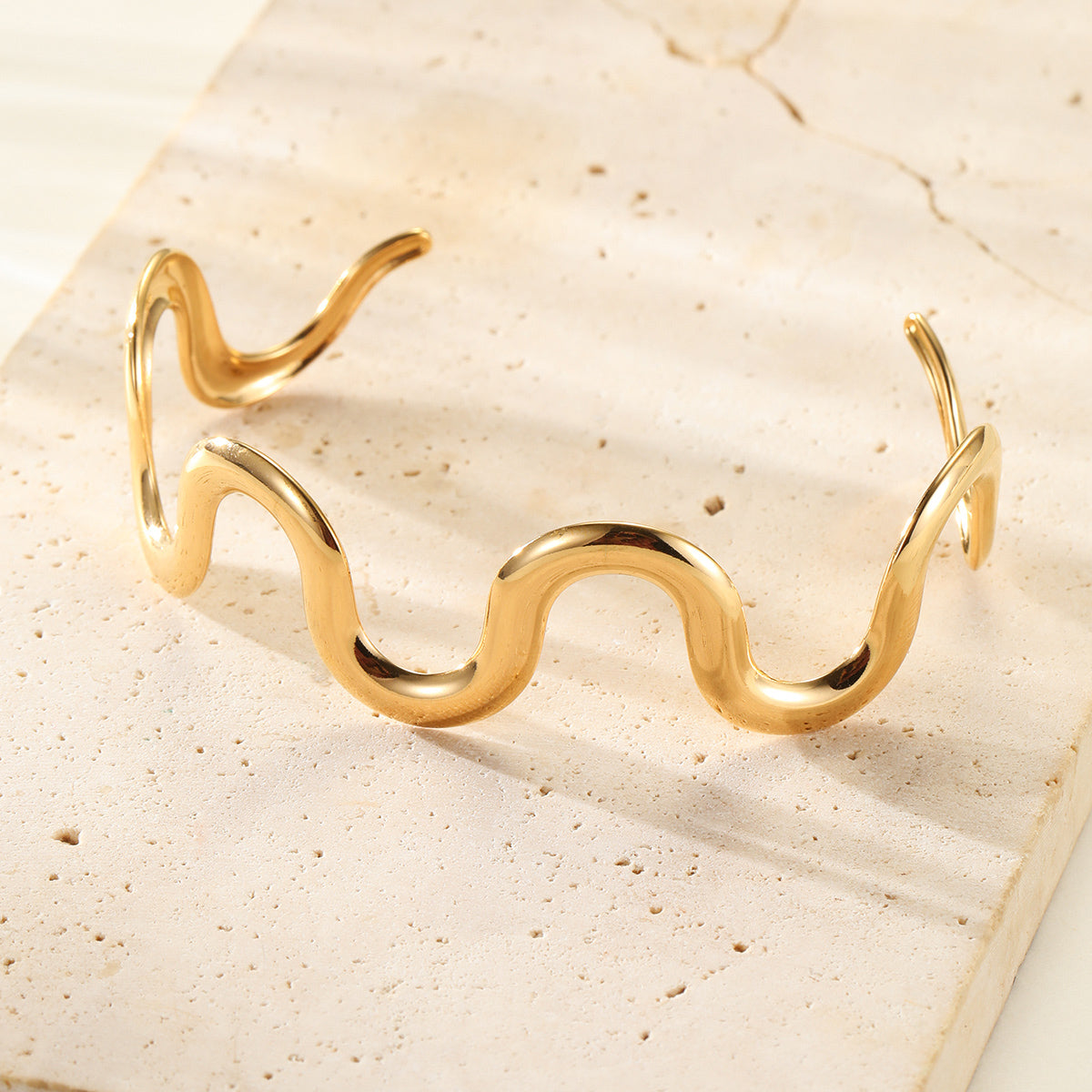 Wavy Flow Open Cuff Bracelet