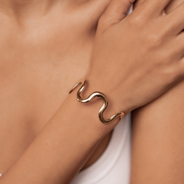 Wavy Flow Open Cuff Bracelet