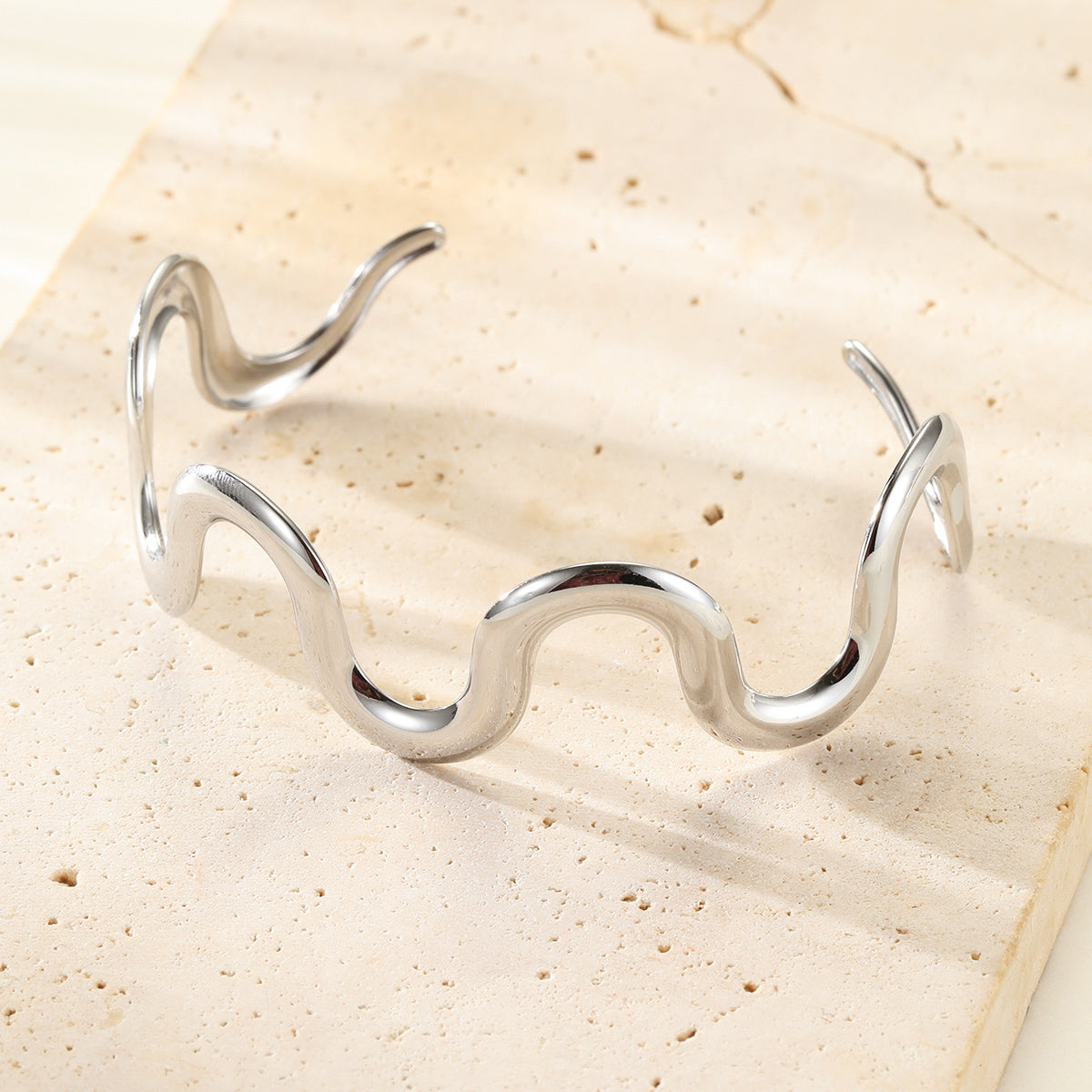 Wavy Flow Open Cuff Bracelet