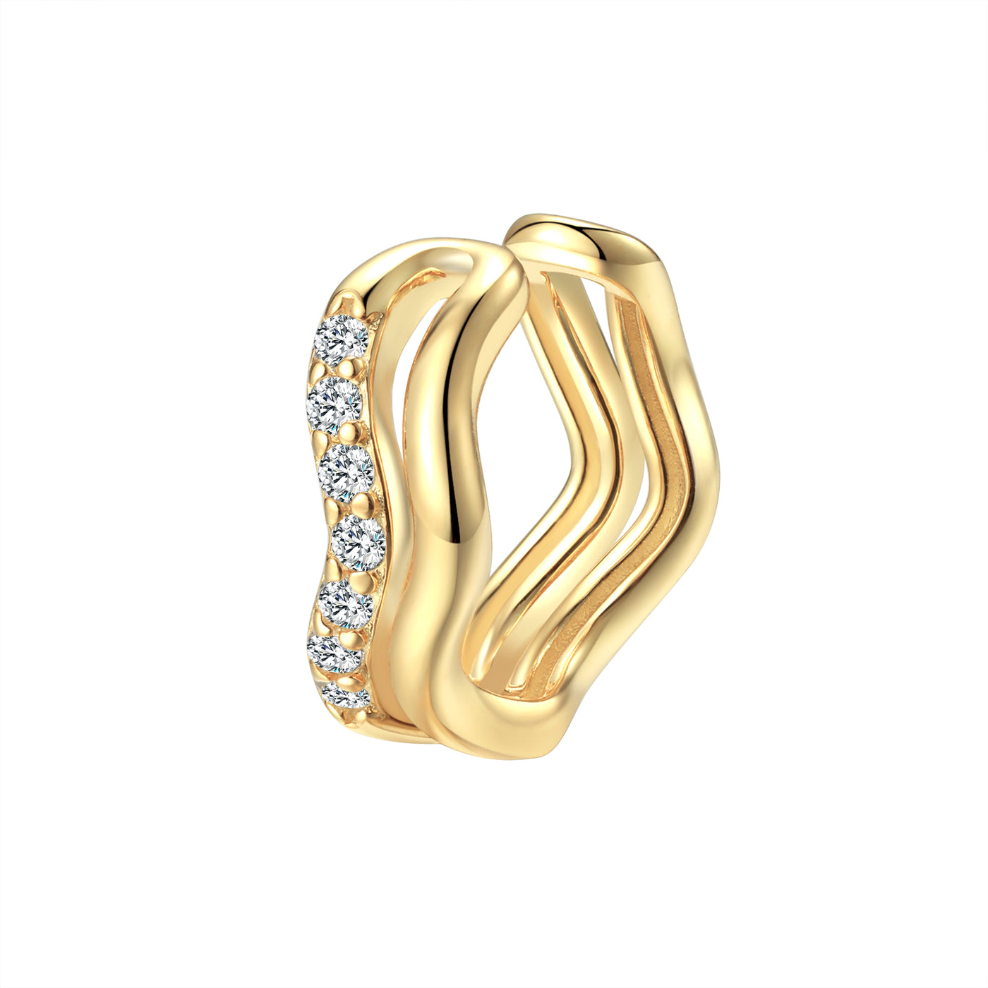 Ear Cuff Ondulado Pavé Plata de Ley 925