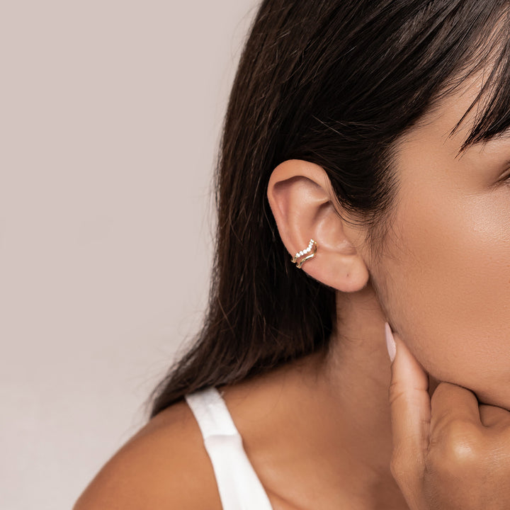 Wavy Pavé Ear Cuff Sterling Silver